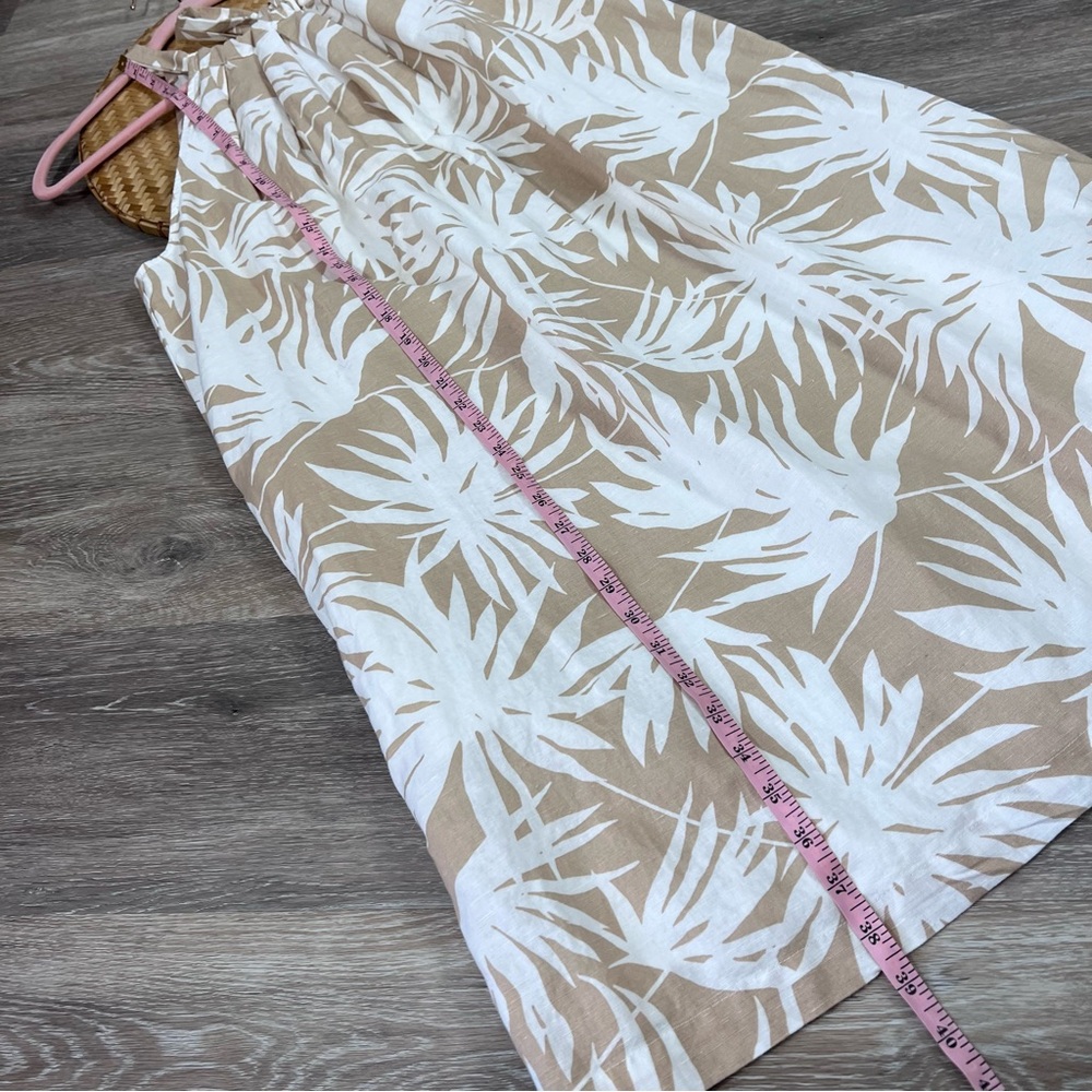 GAP linen tropical mini dress 12 TALL beige & white - Picture 3 of 7